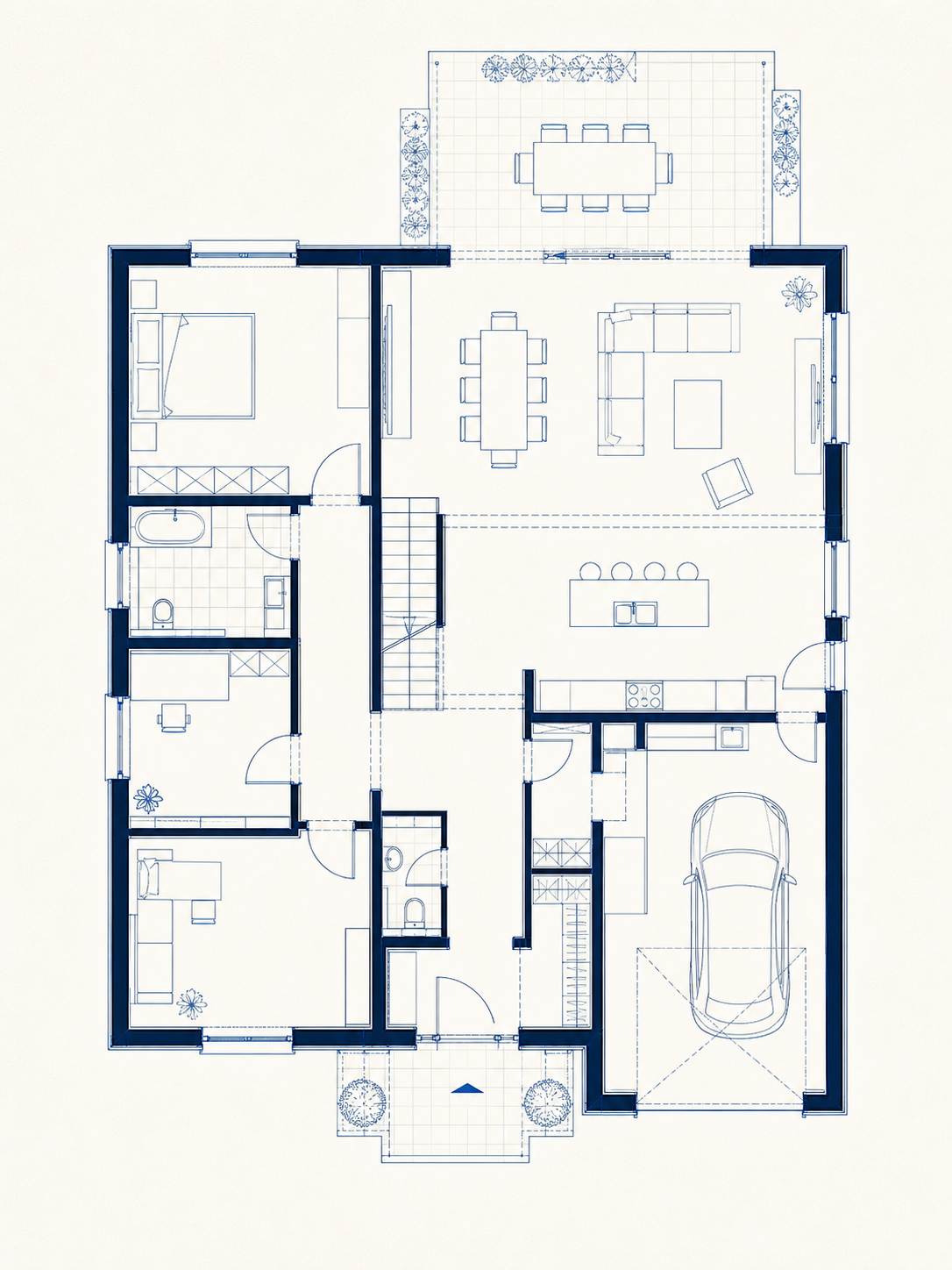 Professioneller schematischer Grundriss eines Wohngebäudes